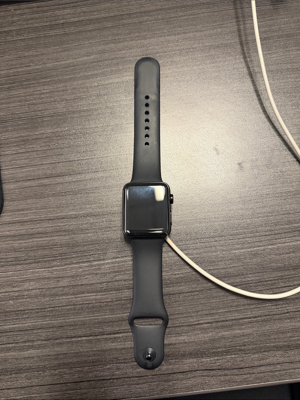 Apple Black Smartwatch with Black Silicone Band - Series 3, 42mm - with charger